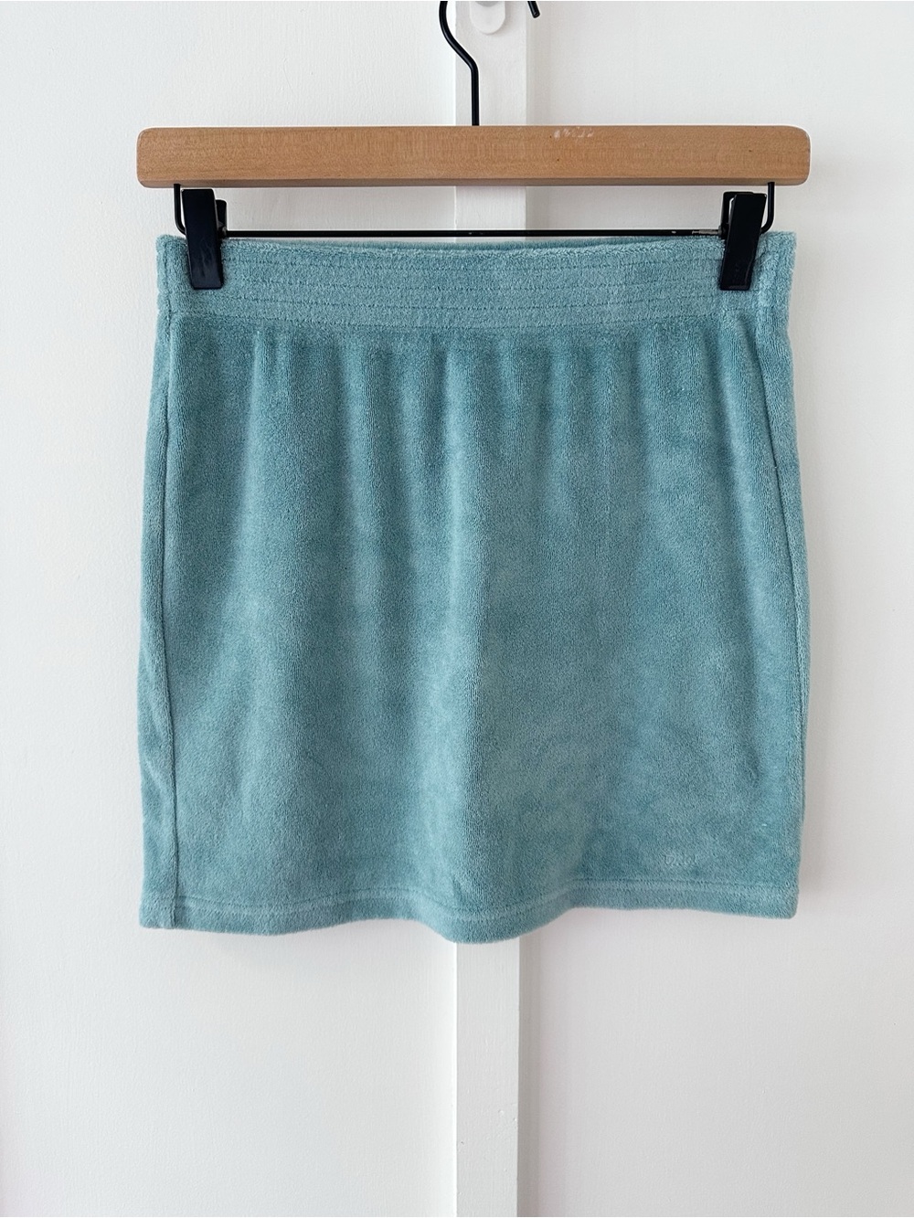 TNA blue Crest terry mini skirt